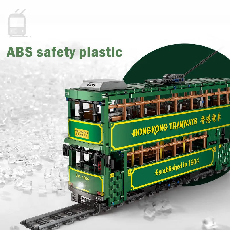 Building Blocks Tech MOC KB120 RC Hong Kong Tramways Train Bricks Toy Construction Set Toys - 8