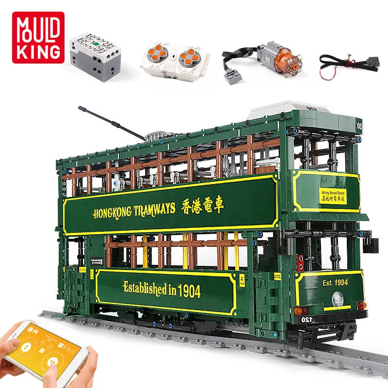 Building Blocks Tech MOC KB120 RC Hong Kong Tramways Train Bricks Toy Construction Set Toys - 4