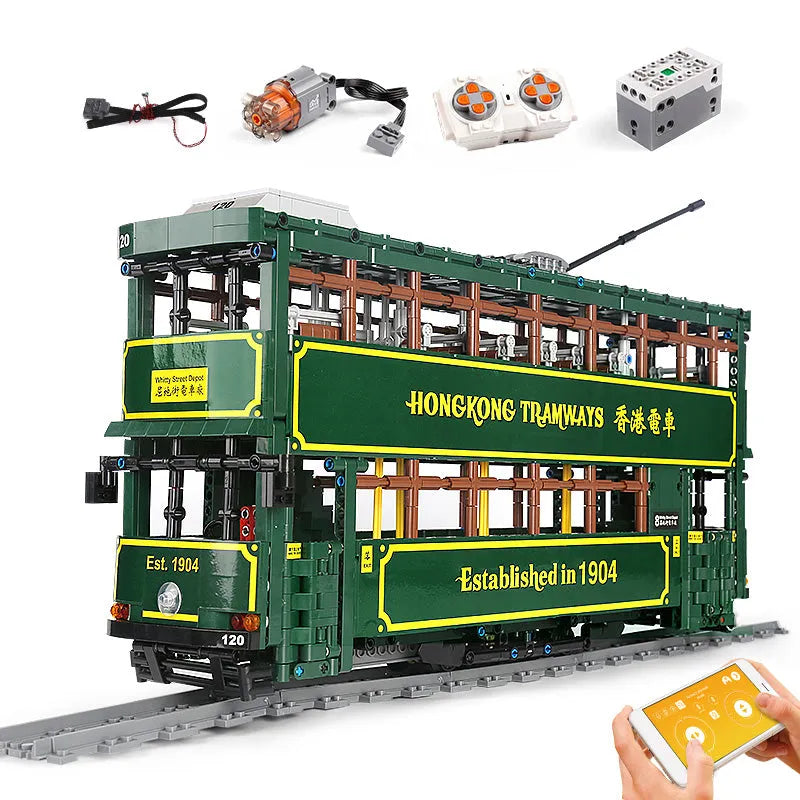 Building Blocks Tech MOC KB120 RC Hong Kong Tramways Train Bricks Toy - 1