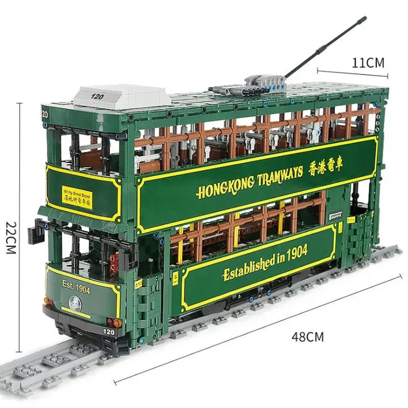 Building Blocks Tech MOC KB120 RC Hong Kong Tramways Train Bricks Toy Construction Set Toys - 7