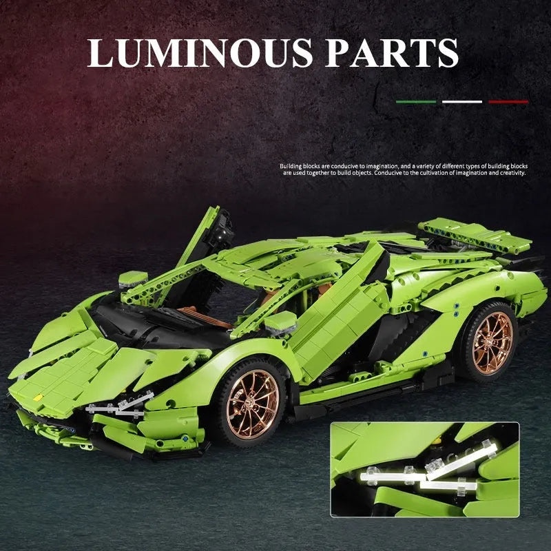 Building Blocks Tech MOC Lamborghini Hyper Racing Car Bricks Toys 13057 - 8