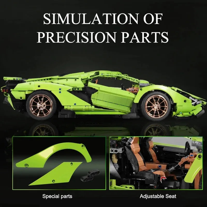 Building Blocks Tech MOC Lamborghini Hyper Racing Car Bricks Toys 13057 - 9