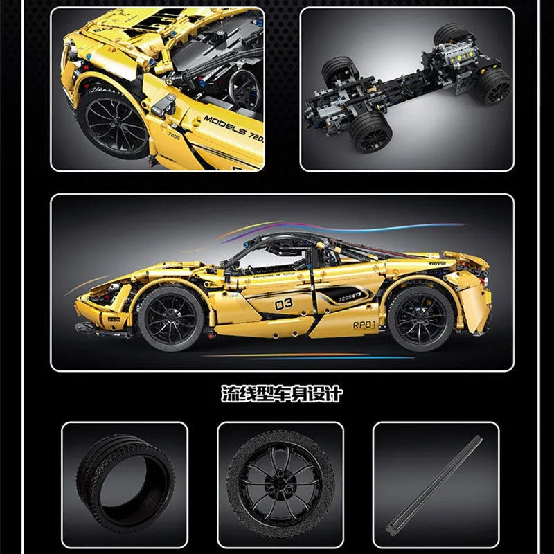 Building Blocks Tech MOC McLaren 720S Super Racing Car Bricks Toys 13145S Construction Set Toys - 8
