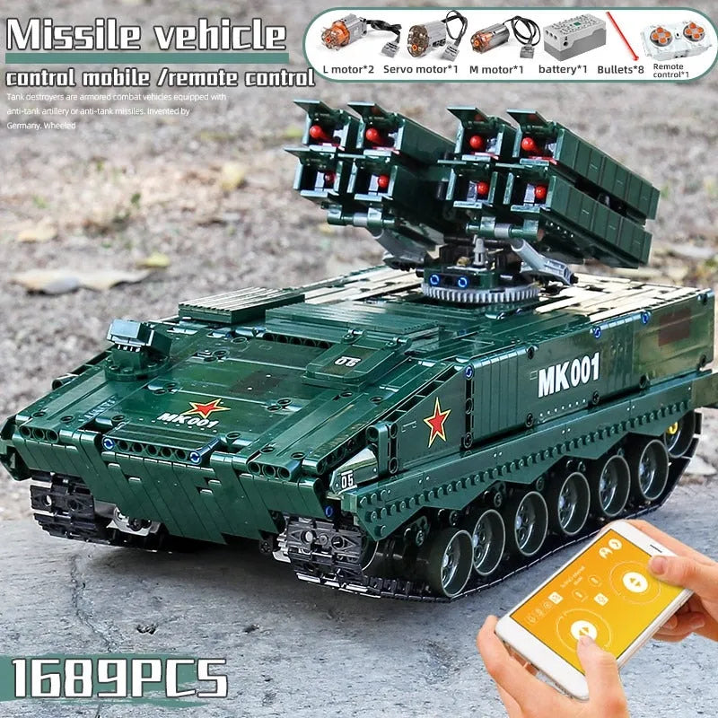 Building Blocks Tech MOC Military RC APP HJ10 Anti Tank Missile Bricks Toys - 10