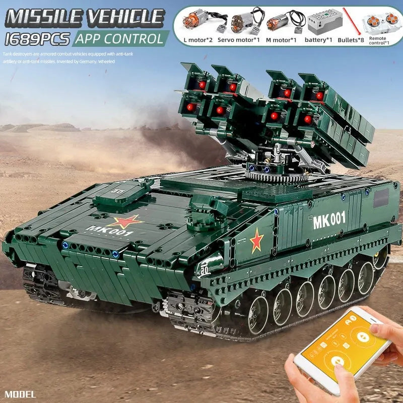 Building Blocks Tech MOC Military RC APP HJ10 Anti Tank Missile Bricks Toys - 6