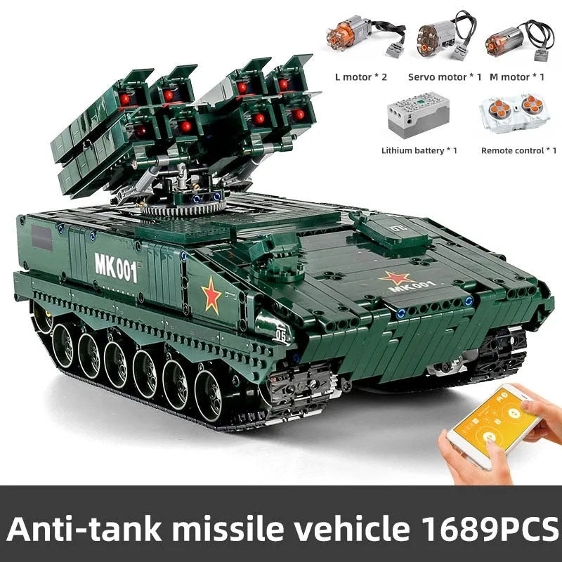 Building Blocks Tech MOC Military RC APP HJ10 Anti Tank Missile Bricks Toys - 11