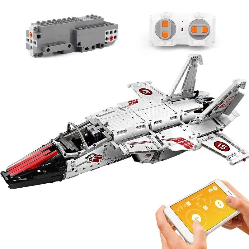 Tech MOC Motorized RC Air Racing Jet Bricks Toy 15013