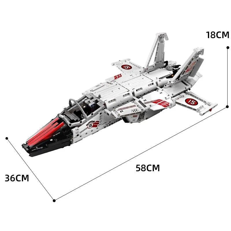 Building Blocks Tech MOC Motorized RC Air Racing Jet Bricks Toy 15013 - 5