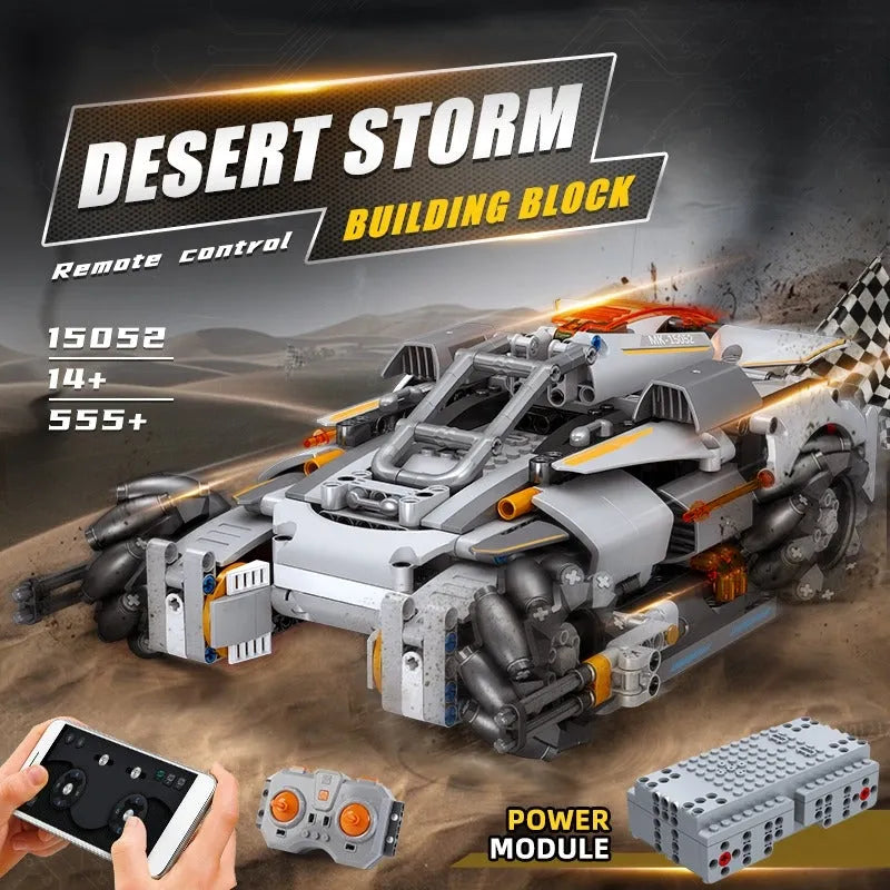 Building Blocks Tech MOC Motorized RC Desert Storm Car Bricks Toy - 2