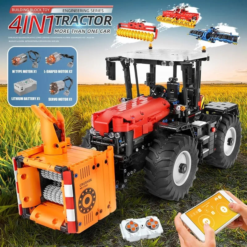Building Blocks Tech MOC Motorized RC Fastrac Roller Tractor Truck Bricks Toy 17020 - 4