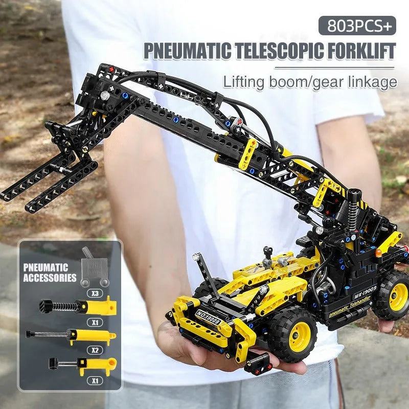 Building Blocks Tech MOC Pneumatic Telescopic Forklift Truck Bricks Toy - 4