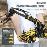 Thumbnail for Building Blocks Tech MOC Pneumatic Telescopic Forklift Truck Bricks Toy - 4