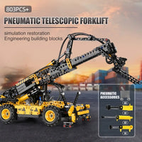 Thumbnail for Building Blocks Tech MOC Pneumatic Telescopic Forklift Truck Bricks Toy - 3