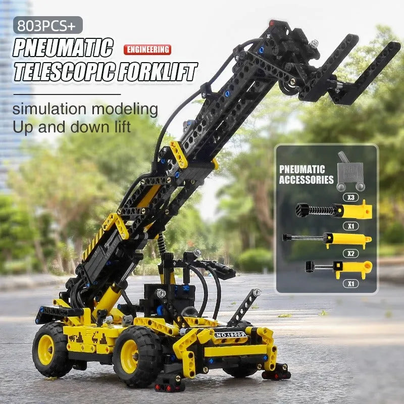 Building Blocks Tech MOC Pneumatic Telescopic Forklift Truck Bricks Toy - 6