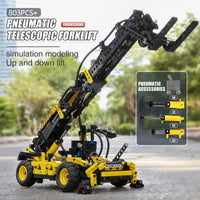 Thumbnail for Building Blocks Tech MOC Pneumatic Telescopic Forklift Truck Bricks Toy - 6