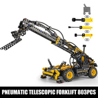 Thumbnail for Building Blocks Tech MOC Pneumatic Telescopic Forklift Truck Bricks Toy - 1