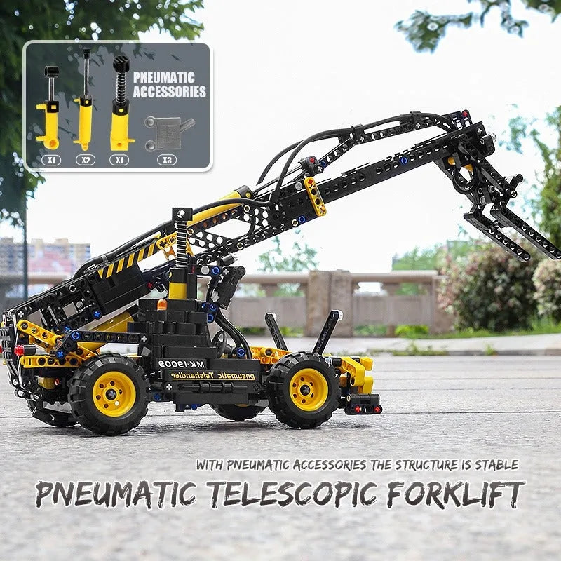 Building Blocks Tech MOC Pneumatic Telescopic Forklift Truck Bricks Toy - 5