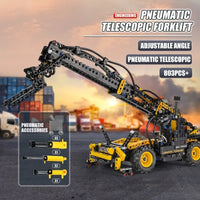 Thumbnail for Building Blocks Tech MOC Pneumatic Telescopic Forklift Truck Bricks Toy - 2