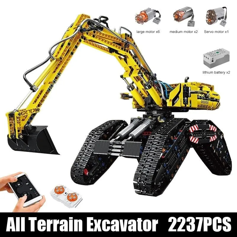 Building Blocks Tech MOC RC All Terrain Excavator Crawler Truck Bricks Toy Construction Set Toys - 8