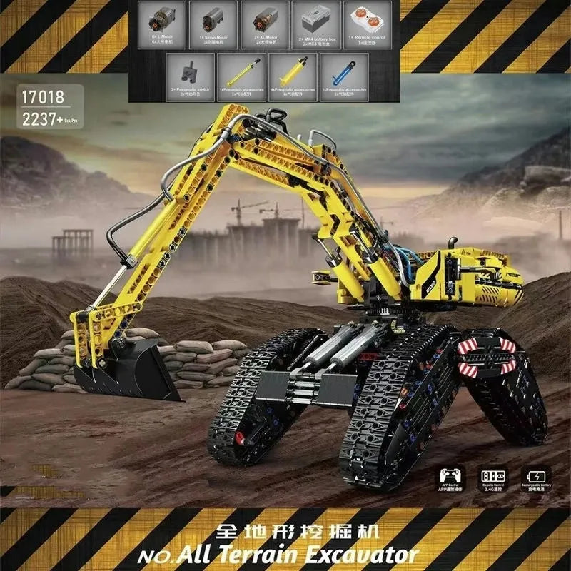 Building Blocks Tech MOC RC All Terrain Excavator Crawler Truck Bricks Toy Construction Set Toys - 9