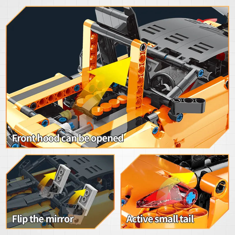 Building Blocks Tech MOC RC APP Challenger Sport Racing Car Bricks Toy 15006 Construction Set Toys - 5
