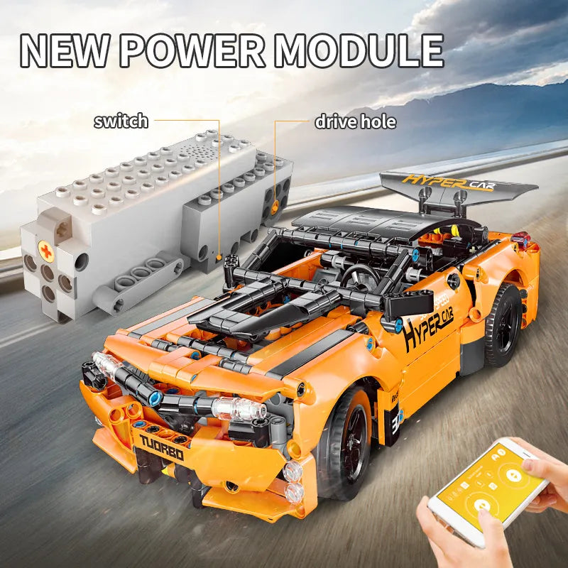 Building Blocks Tech MOC RC APP Challenger Sport Racing Car Bricks Toy 15006 Construction Set Toys - 4