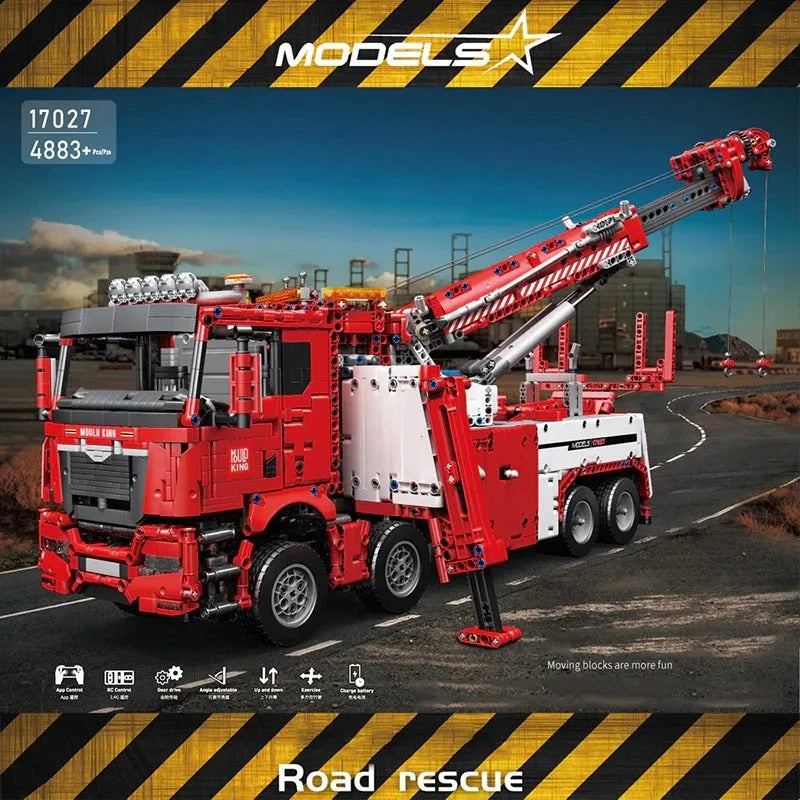 Building Blocks Tech MOC RC APP Fire Service Rescue Truck Bricks Toy 17027 Construction Set Toys - 2