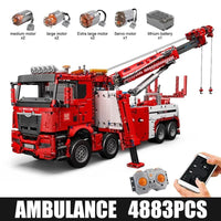 Thumbnail for Building Blocks Tech MOC RC APP Fire Service Rescue Truck Bricks Toy 17027 Construction Set Toys - 1