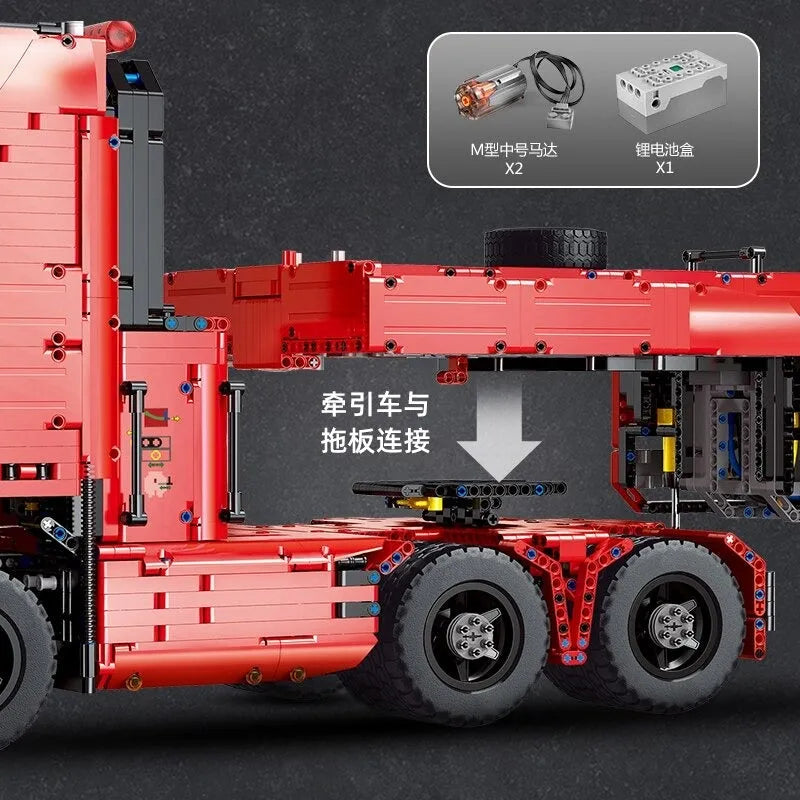 Building Blocks Tech MOC RC APP Low Deck Trailer Truck Bricks Toy 19005T - 5