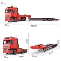 Thumbnail for Building Blocks Tech MOC RC APP Low Deck Trailer Truck Bricks Toy 19005T - 7