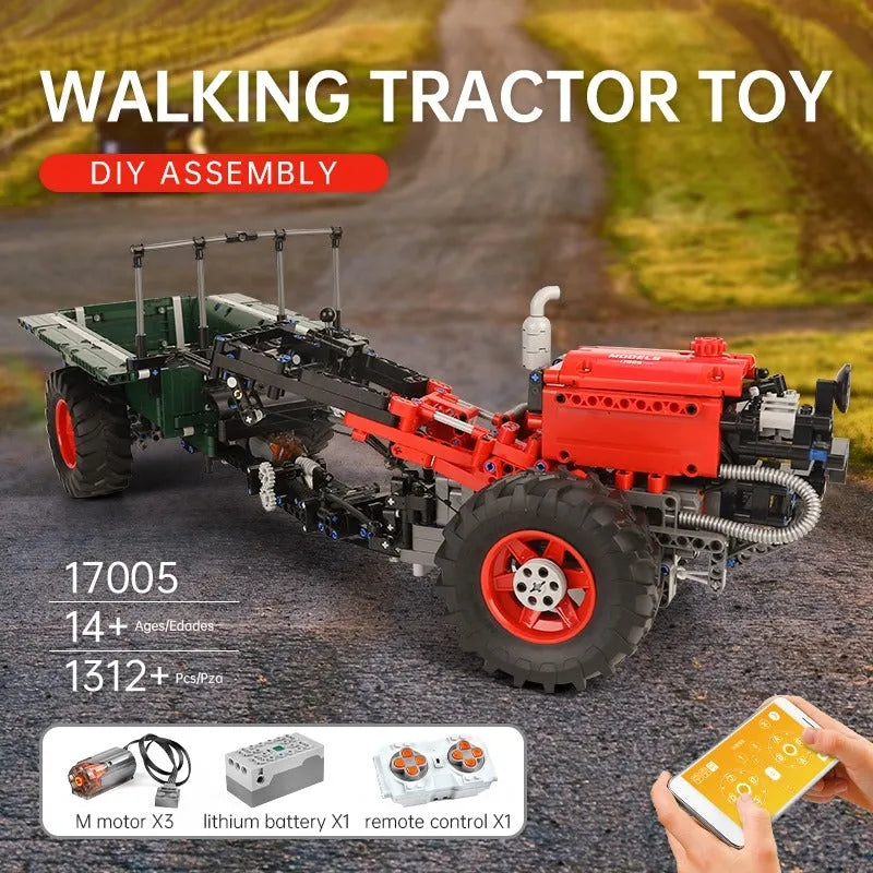 Tractor Using Blocks Tech MOC RC APP Motorized Farm Tractor Building Blocks