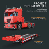 Thumbnail for Building Blocks Tech MOC RC APP Pneumatic Tractor Truck Bricks Toy 19005 - 12