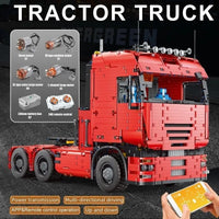 Thumbnail for Building Blocks Tech MOC RC APP Pneumatic Tractor Truck Bricks Toy 19005 - 2