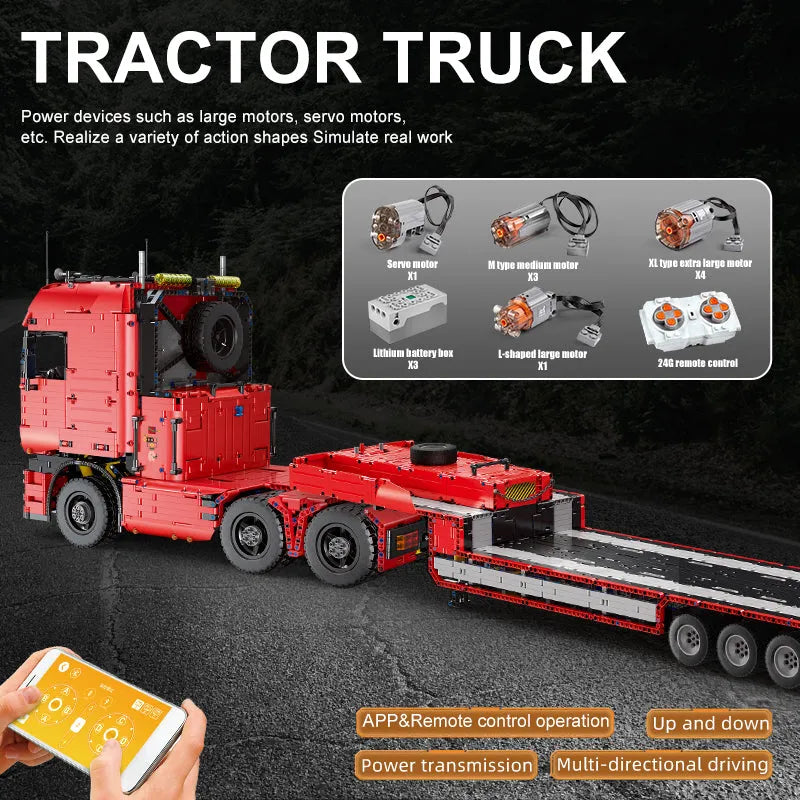 Building Blocks Tech MOC RC APP Pneumatic Tractor Truck Bricks Toy 19005 - 9