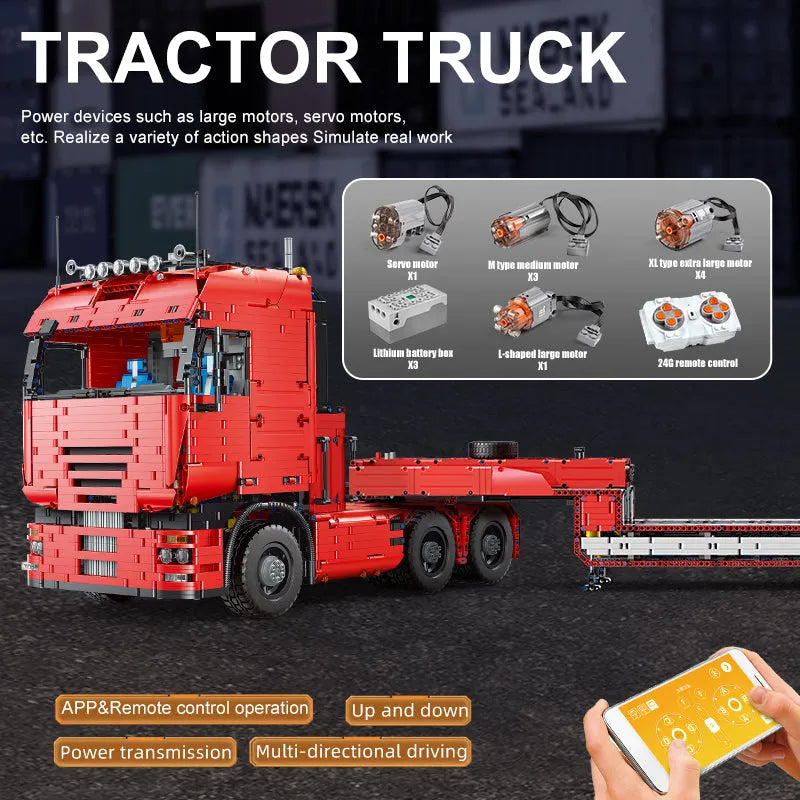 Building Blocks Tech MOC RC APP Pneumatic Tractor Truck Bricks Toy 19005 - 10