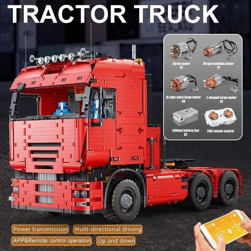 Building Blocks Tech MOC RC APP Pneumatic Tractor Truck Bricks Toy 19005 - 17