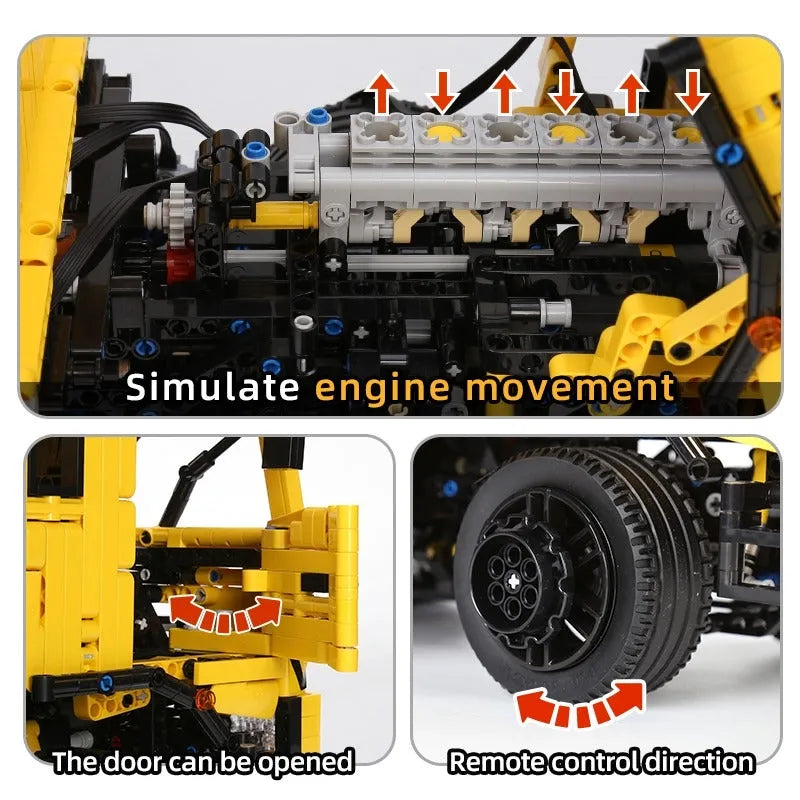 Building Blocks Tech MOC RC APP Three Way Dump Truck Bricks Toys 17012 - 5