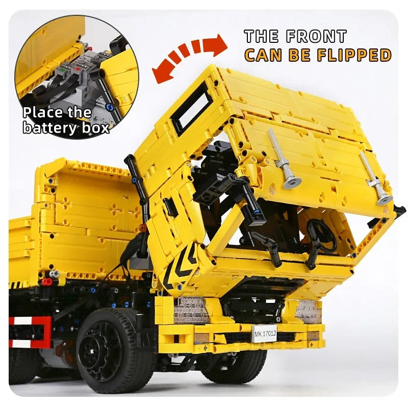 Building Blocks Tech MOC RC APP Three Way Dump Truck Bricks Toys 17012 - 4