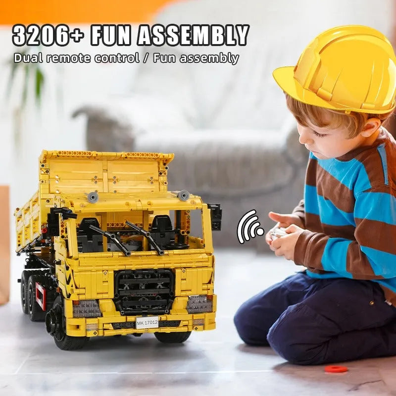 Building Blocks Tech MOC RC APP Three Way Dump Truck Bricks Toys 17012 - 6