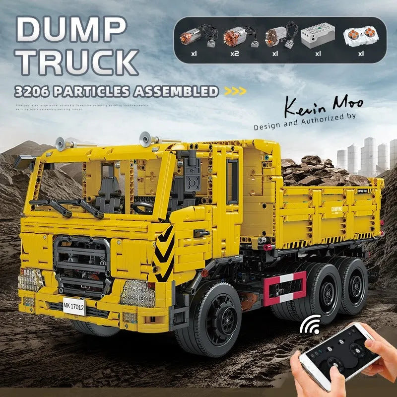 Building Blocks Tech MOC RC APP Three Way Dump Truck Bricks Toys 17012 - 2