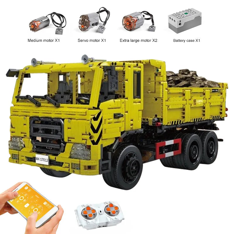 Building Blocks Tech MOC RC APP Three Way Dump Truck Bricks Toys 17012 - 1