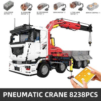 Thumbnail for Building Blocks Tech MOC RC City Large Pneumatic Crane Truck Bricks Toy - 10