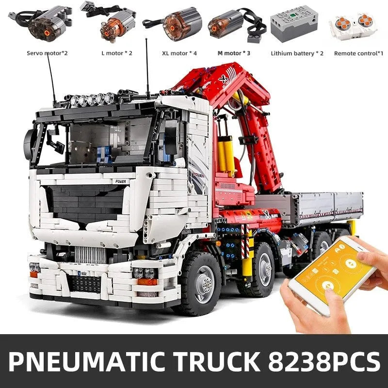 Building Blocks Tech MOC RC City Large Pneumatic Crane Truck Bricks Toy - 1