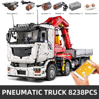 Thumbnail for Building Blocks Tech MOC RC City Large Pneumatic Crane Truck Bricks Toy - 1