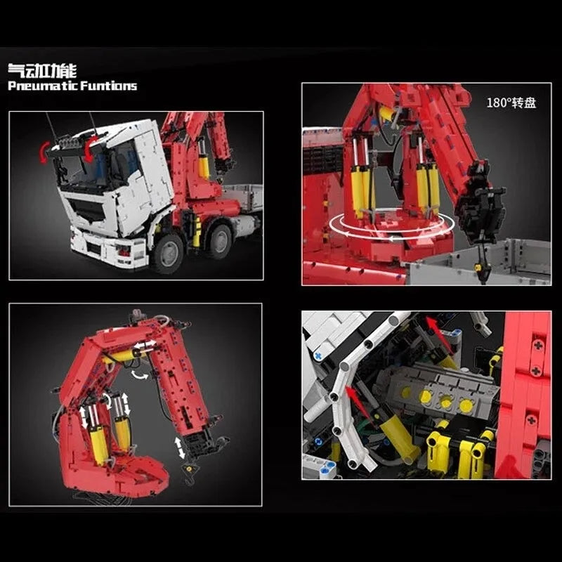Building Blocks Tech MOC RC City Large Pneumatic Crane Truck Bricks Toy - 8