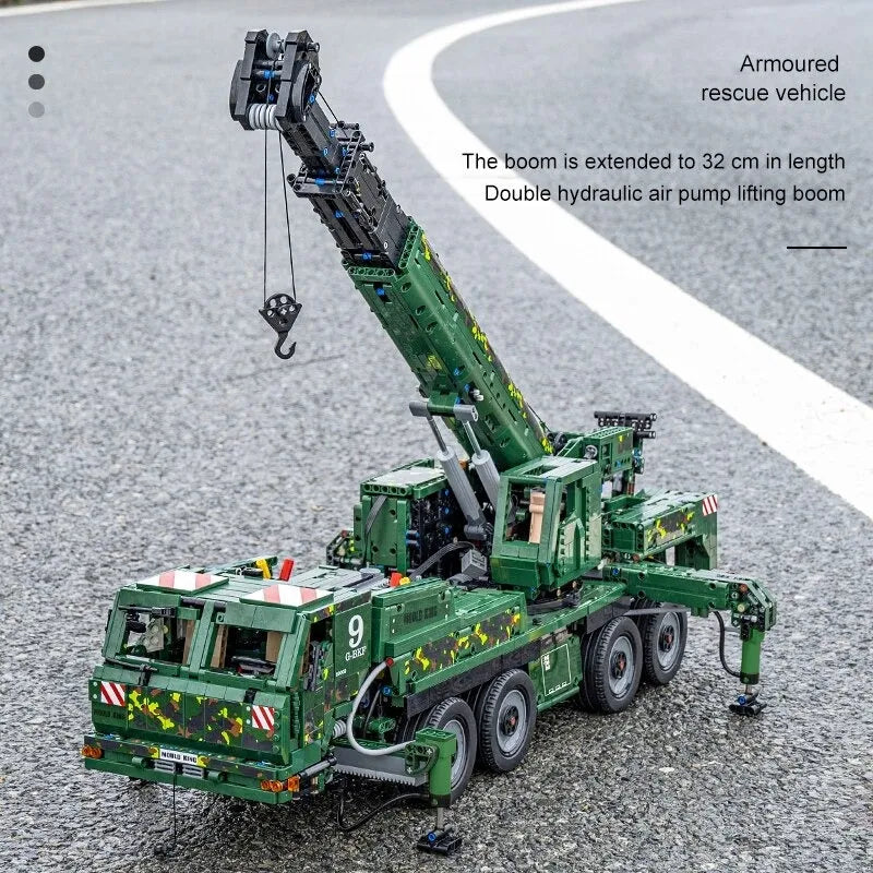 Building Blocks Tech MOC RC Heavy Truck Armored Recovery Crane G-BKF Bricks Toy - 10