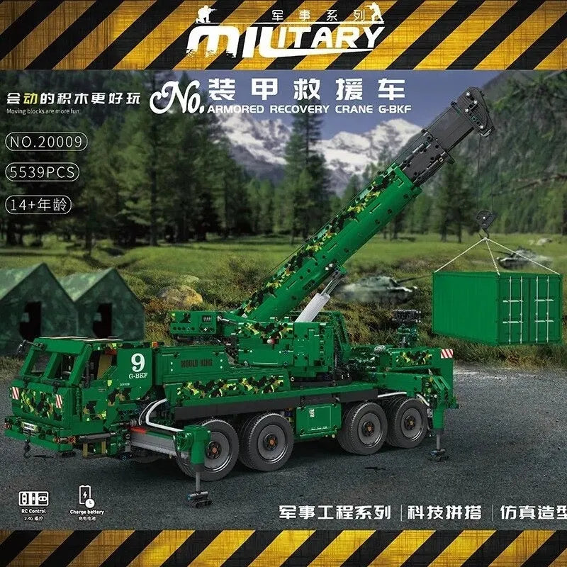 Building Blocks Tech MOC RC Heavy Truck Armored Recovery Crane G-BKF Bricks Toy - 9
