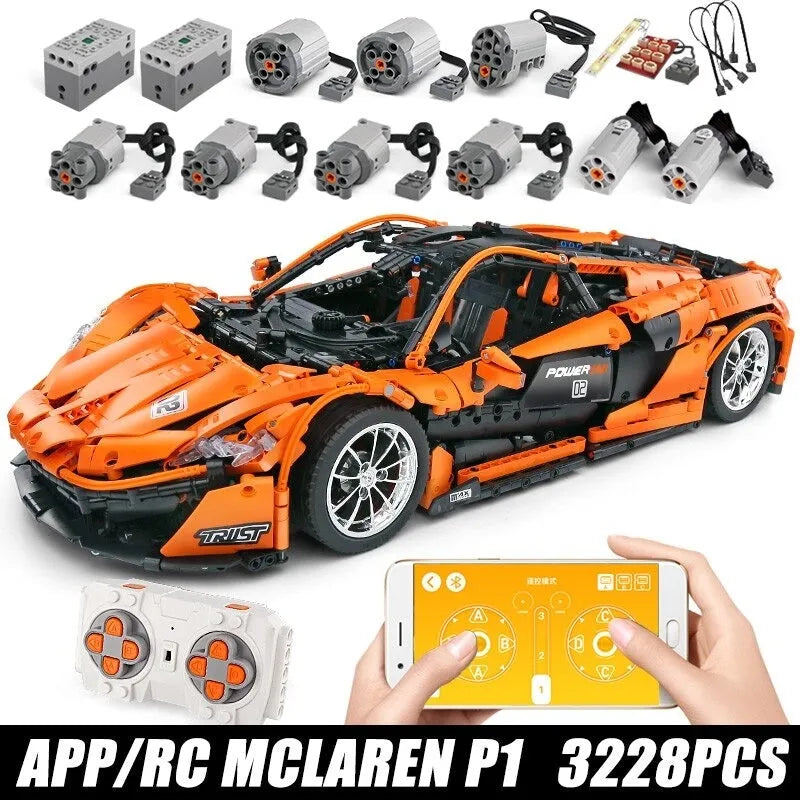 Building Blocks Tech MOC RC McLaren P1 Racing Hypercar Bricks Toy 13090 - 1