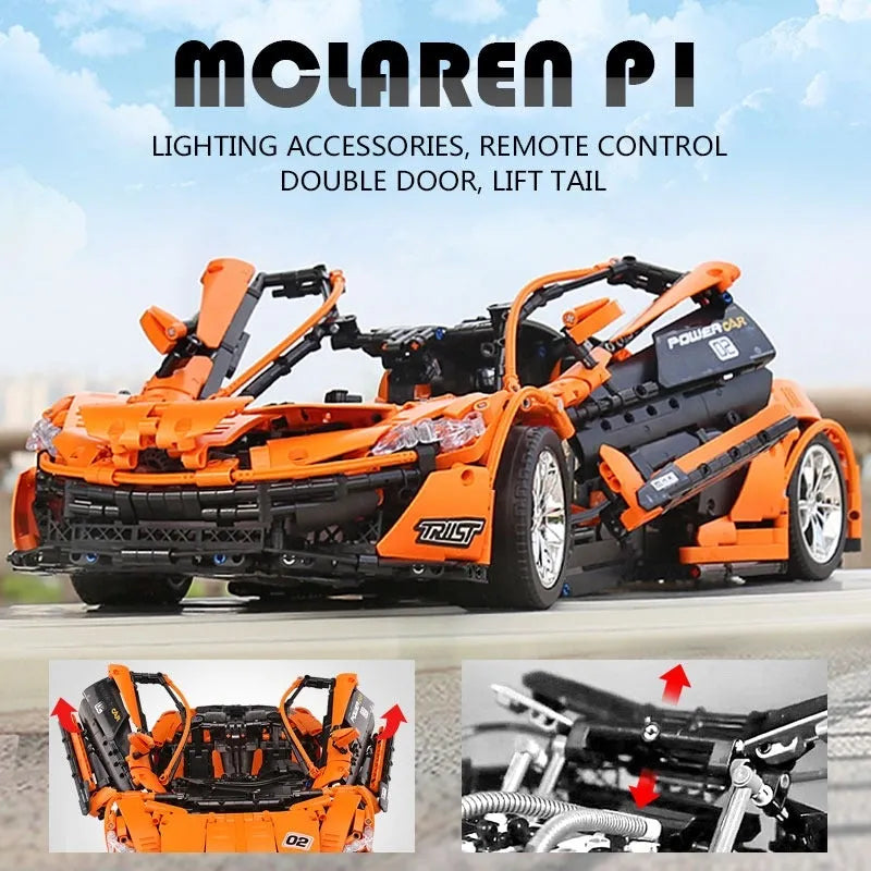 Building Blocks Tech MOC RC McLaren P1 Racing Hypercar Bricks Toy 13090 - 7