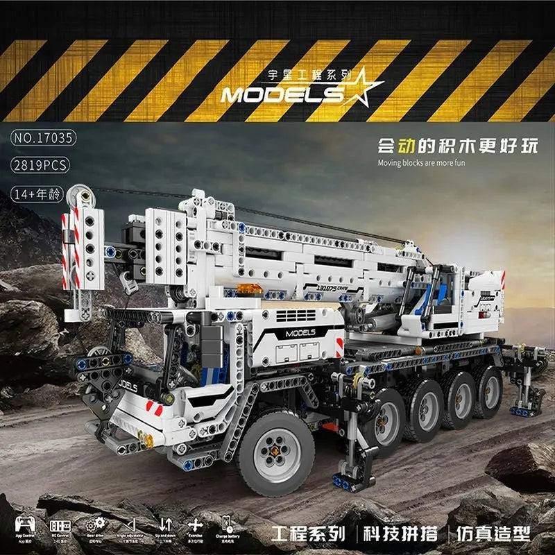 Building Blocks Tech MOC RC Mobile Lifting Crane Truck Bricks Toys 17034 - 14